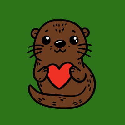 otter with a heart
