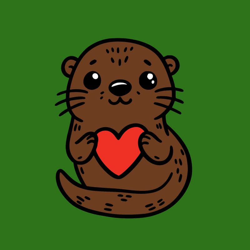 otter with a heart