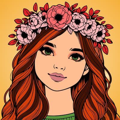 realistic girl with flower crown