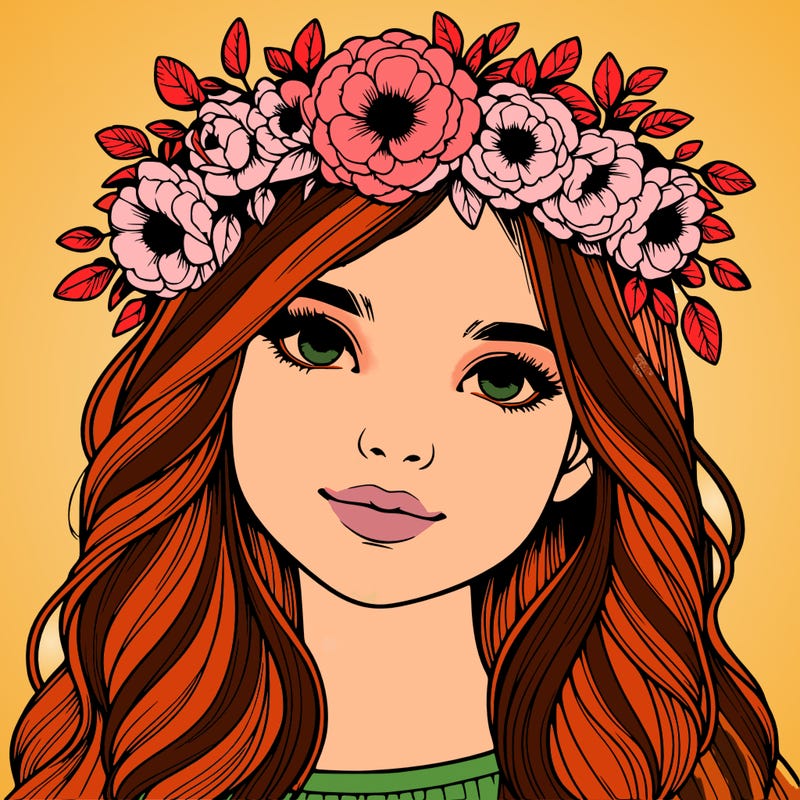 realistic girl with flower crown