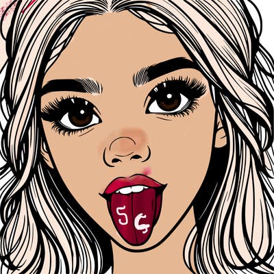 realistic girl with her tongue out