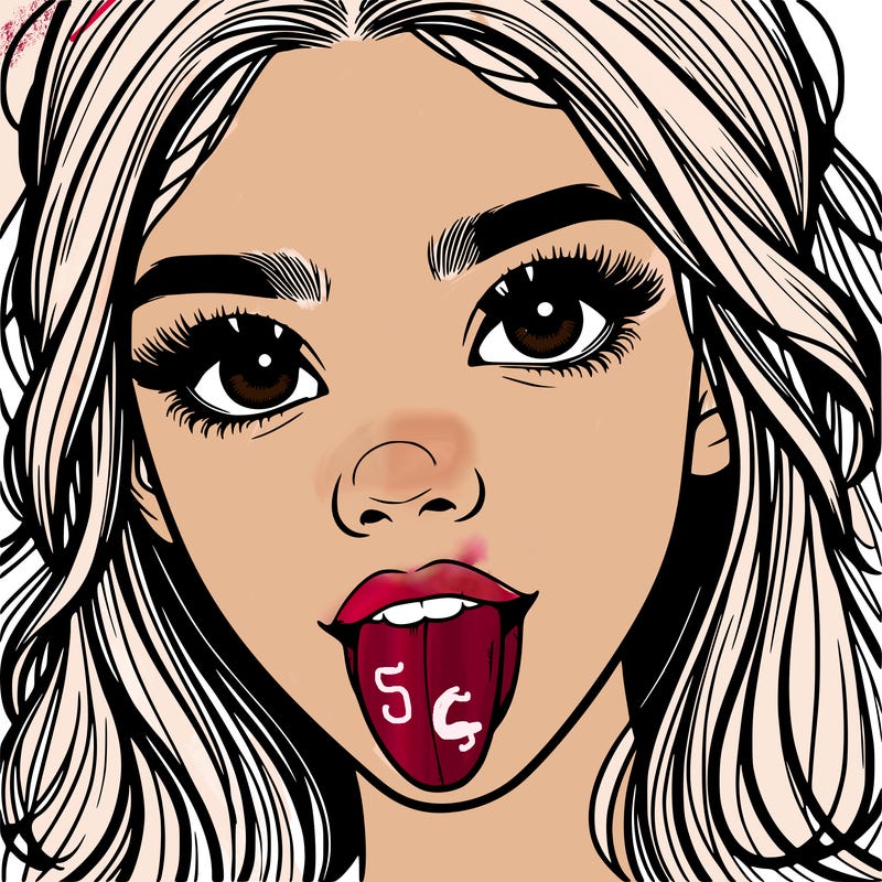 realistic girl with her tongue out