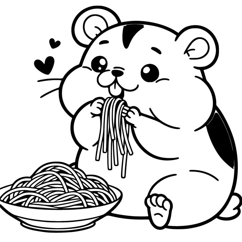 hamster eating spaghetti