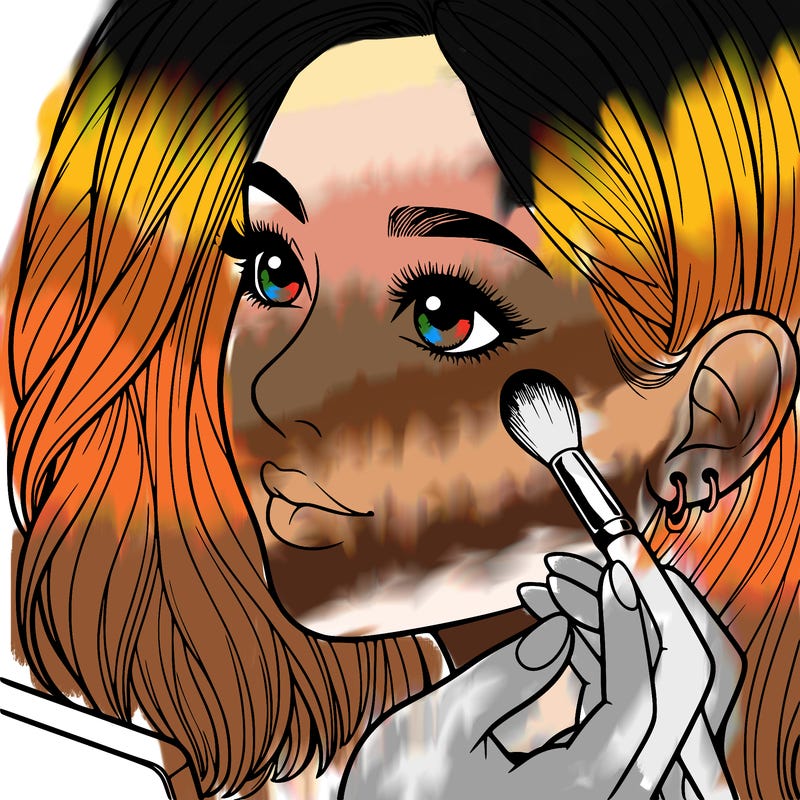 a realistic girl doing her makeup