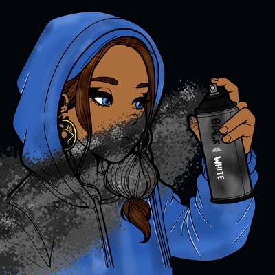 a realistic girl, spray painting