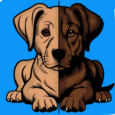 realistic dog split picture