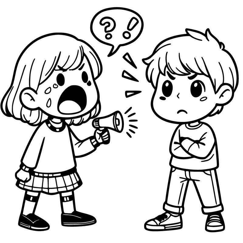 a girl yelling at a boy