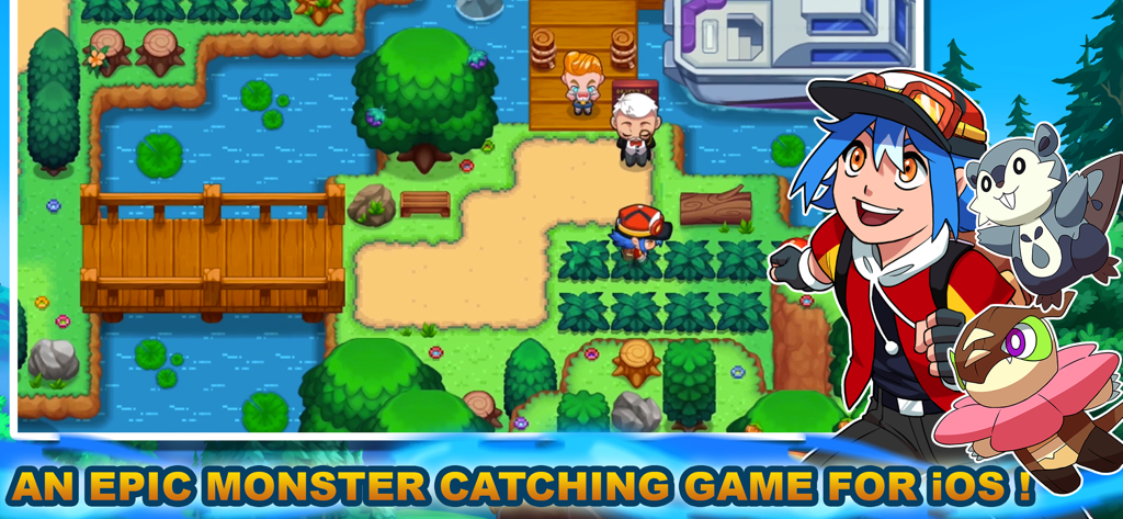 색색의 세계와 캐릭터 아트를 보여주는 넥소몬 게임 플레이 탑다운 탐험 화면