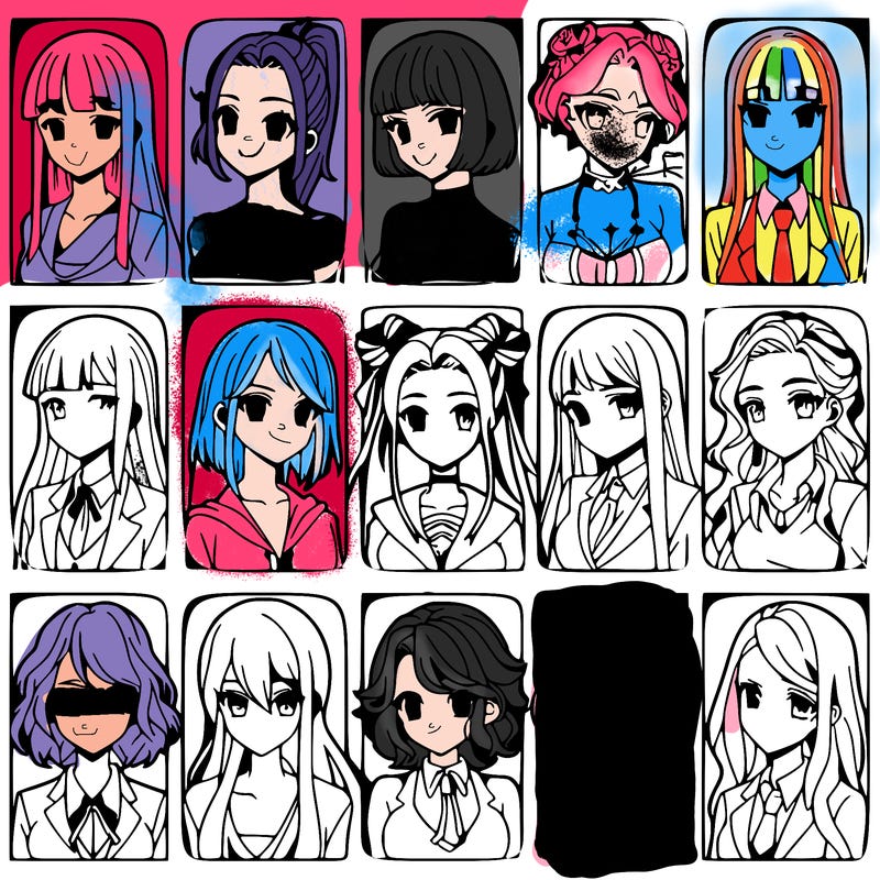 girls that look diffrent anime