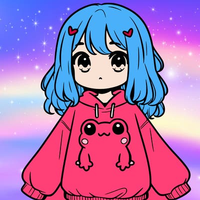 girl wearing frogging sweatshirt