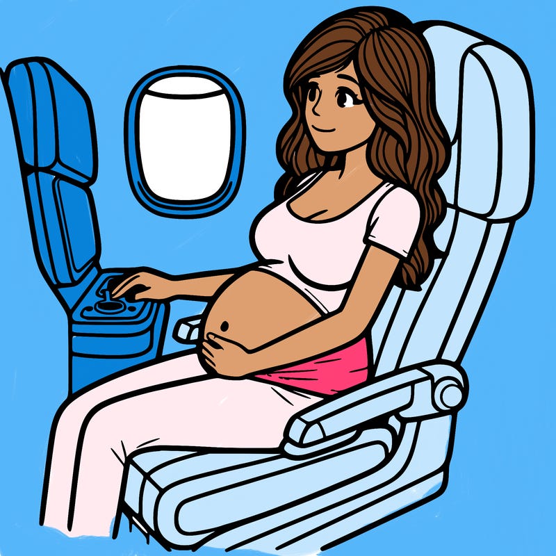 pregnant woman who is giving birth on a airplane