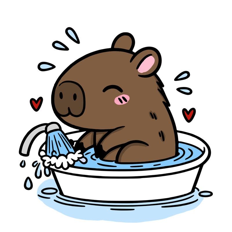 capybara taking a bath
