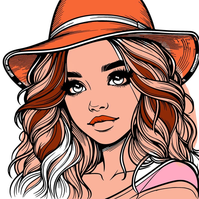 realistic girl with hat