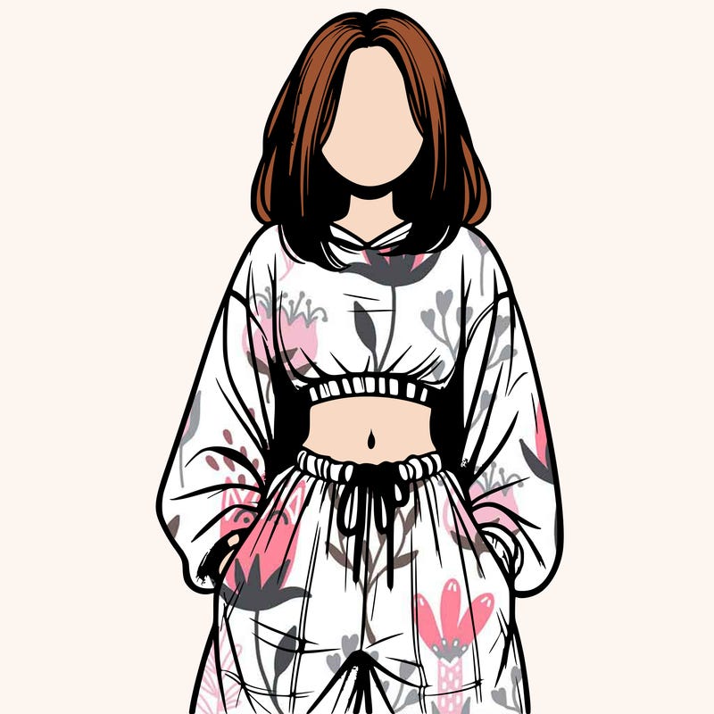 realistic girl faceless with baggy pants and a crop top