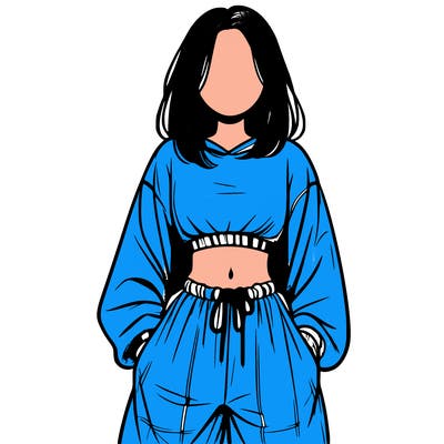 realistic girl faceless with baggy pants and a crop top