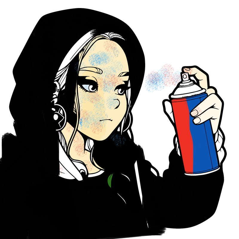 a realistic girl, spray painting