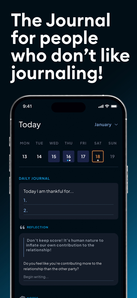 Alux: Self Help & Improvement - Alux app interface showing daily journal prompts and reflection questions