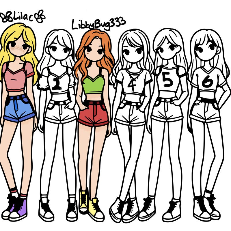 a group of girls wearing crop tops and shorts