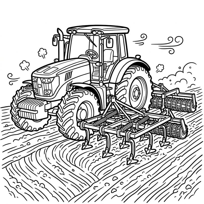 Dive into the fascinating world of agriculture with this detailed coloring page featuring powerful cultivators and tillers. Discover the machinery that helps prepare the soil for bountiful harvests and brings food to our tables.
