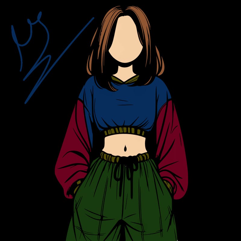realistic girl faceless with baggy pants and a crop top
