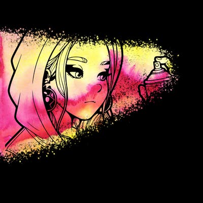 a realistic girl, spray painting