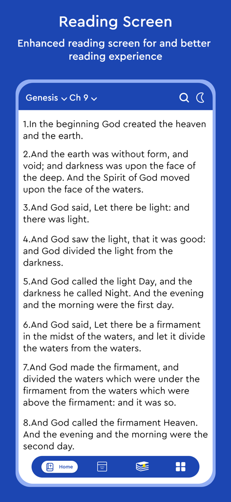 New Jerusalem Bible - NJB - Reading screen of the New Jerusalem Bible app showing Genesis chapter 9 text
