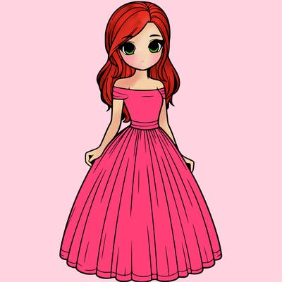 realistic girl in dress