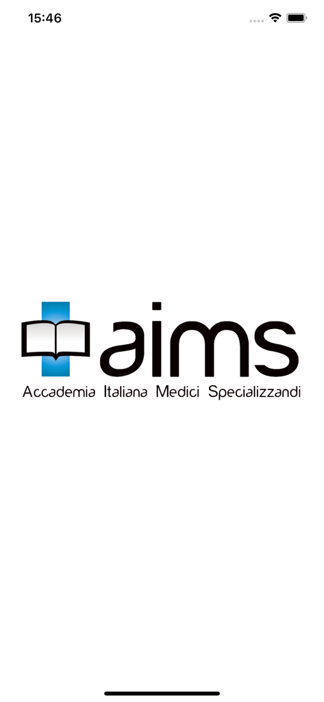 Manuali AIMS - Manuali AIMS app splash screen showing the logo with an open book and a blue cross