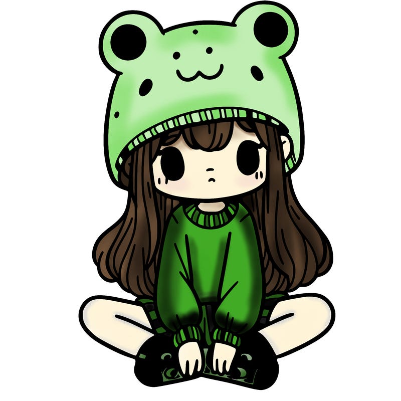 a girl wearing a frog hat and some frog socks