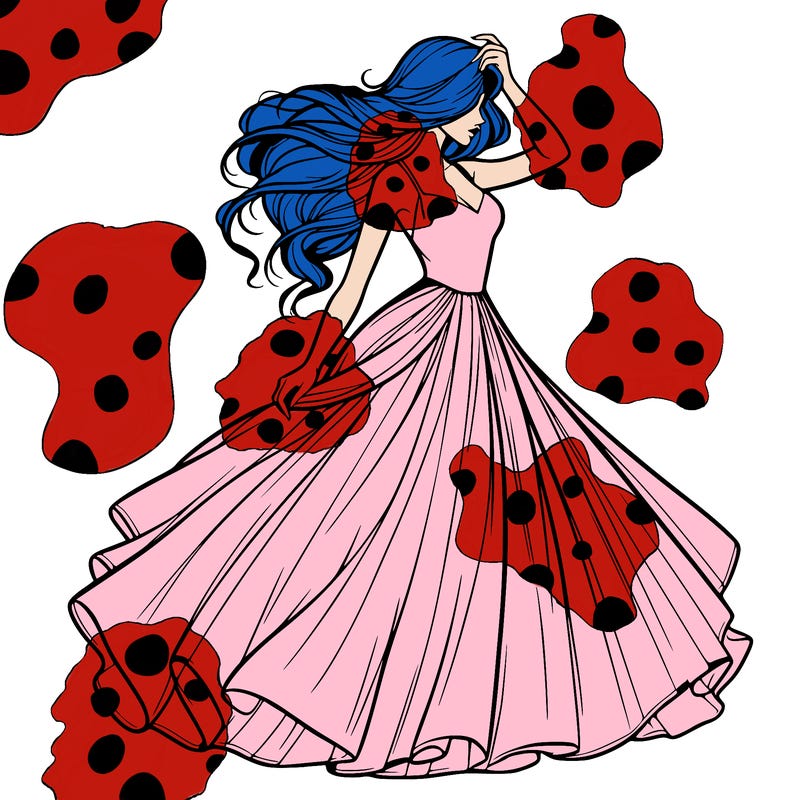 realistic woman with dress flowing in the wind