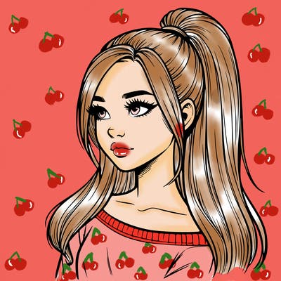 realistic girl with a high ponytail