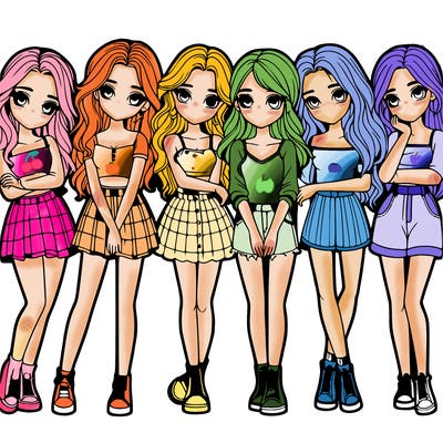 a group of girls realistic