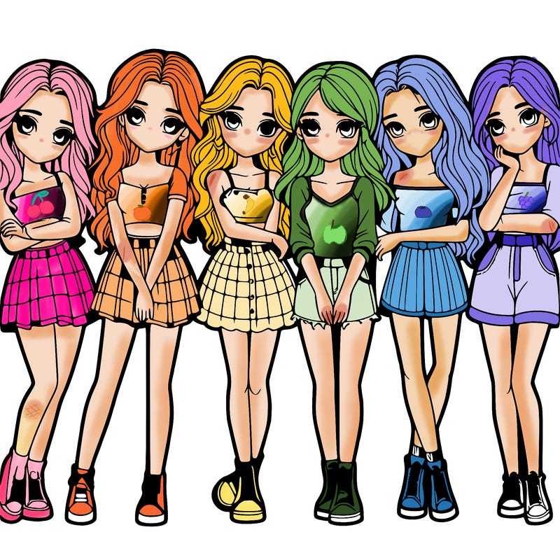 a group of girls realistic