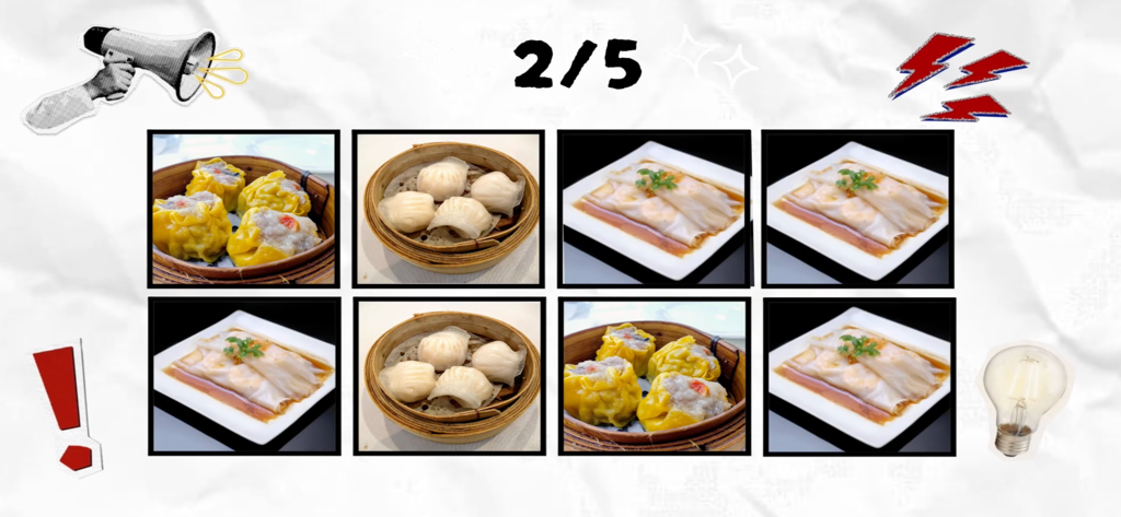 Say the Word on the Beat Game - Grid of dim sum images in a rhythm based speech game