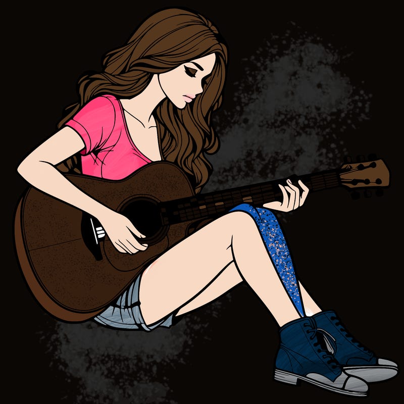 realistic woman play guitar