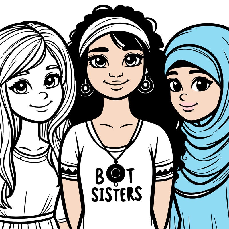 three sisters with a best sisters necklace