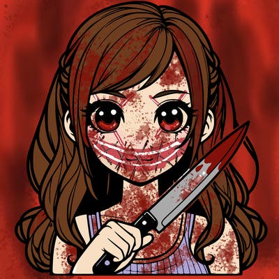 realistic girl holding a knife