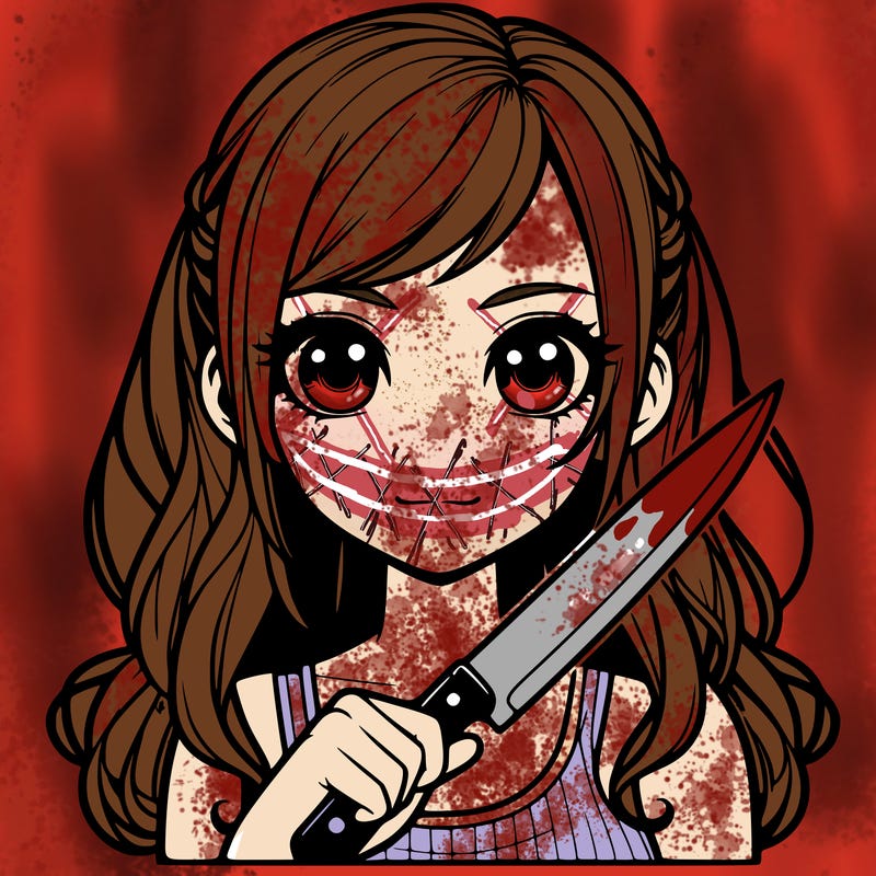 realistic girl holding a knife