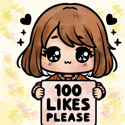 cute girl holding a sign saying 100 likes please