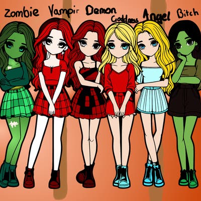 a group of girls realistic