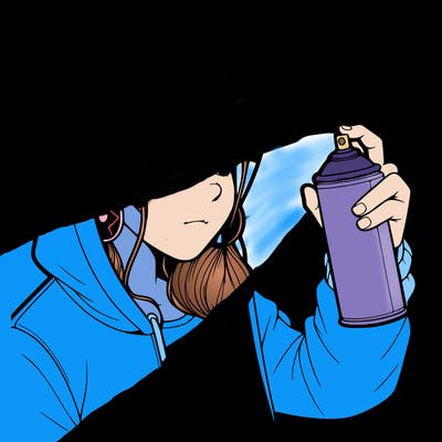 a realistic girl, spray painting