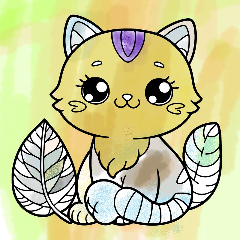 cat with leaf