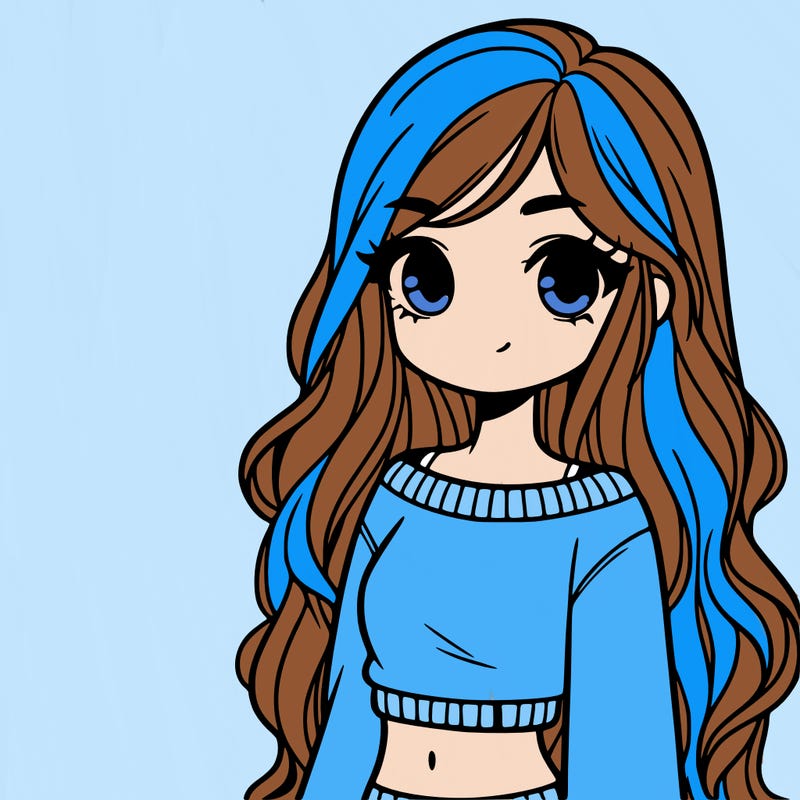 girl with long hair and a crop top with a sweater