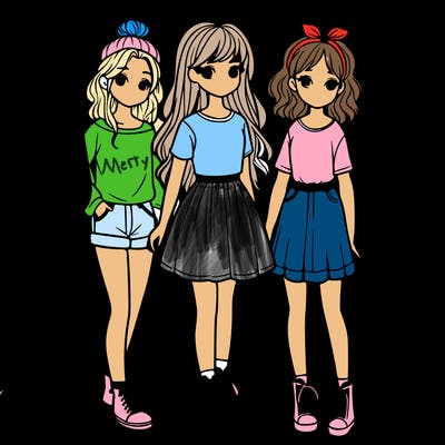 a group of five girls