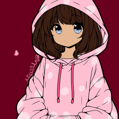 anime girl wearing an oversized hoodie