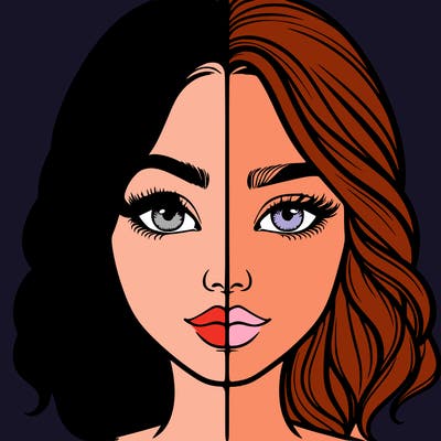 realistic girl split half