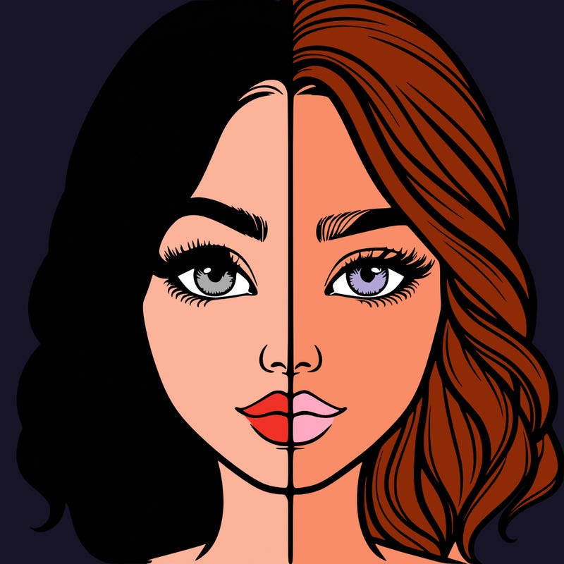 realistic girl split half