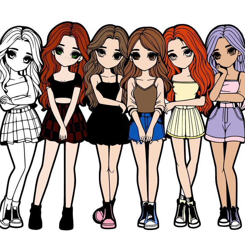 a group of girls realistic