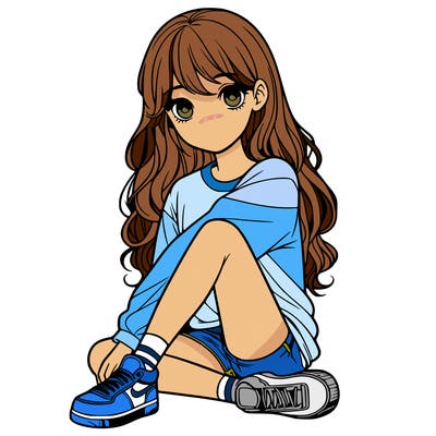 girl sitting realistic