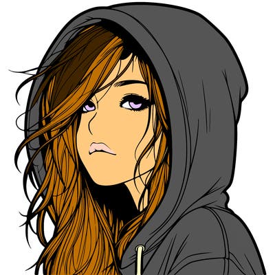 realistic girl with hoodie on